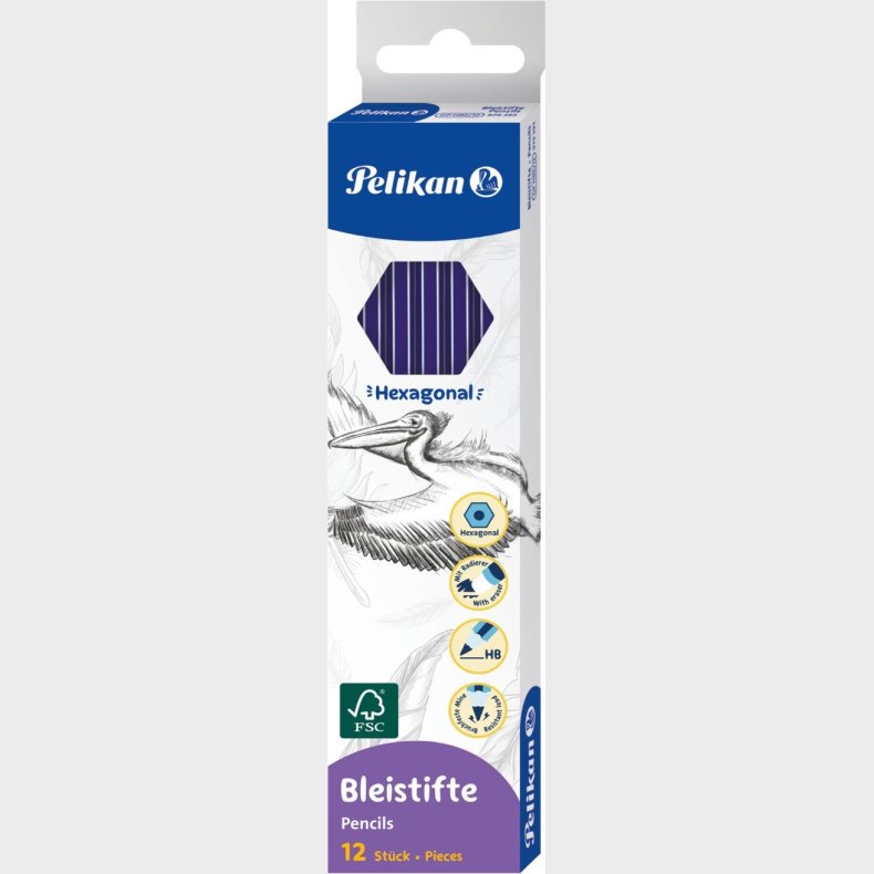 Blyant Med Viskelder - 12 Stk - Pelikan