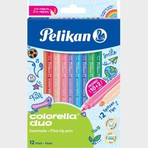 Pelikan - Colorella Duo Vaskbare Tusser - 12 Farver