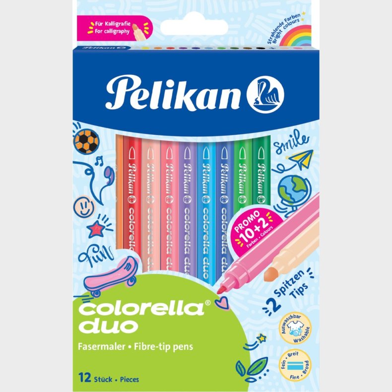 Pelikan - Colorella Duo Vaskbare Tusser - 12 Farver