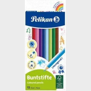Pelikan - Farveblyanter - Sekskantet - 12 Farver