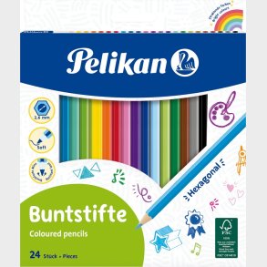Pelikan - Farveblyanter - Sekskantet - 24 Farver