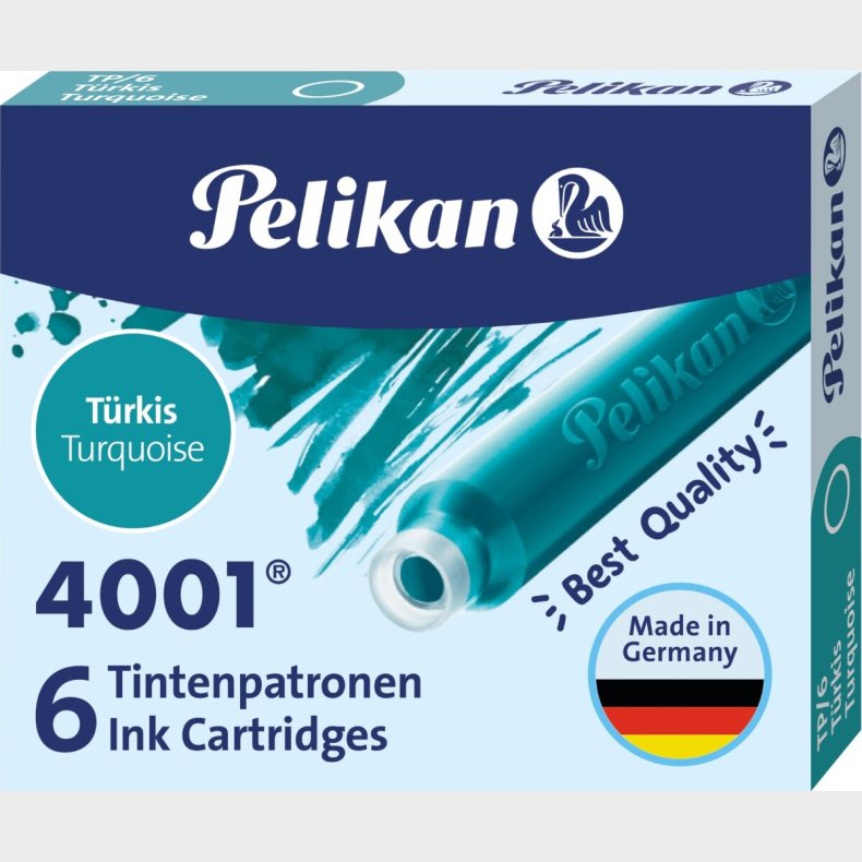 Pelikan - Blk Til Fyldepen - Turkis - 4001 - 6 Patroner