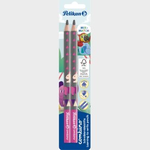 Pelikan - Combino Blyant Til Brn - Hrdhed B - Trekantet - Pink