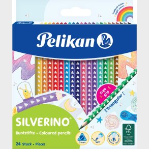 Pelikan - Silverino Farveblyanter - Trekantet - 24 Farver