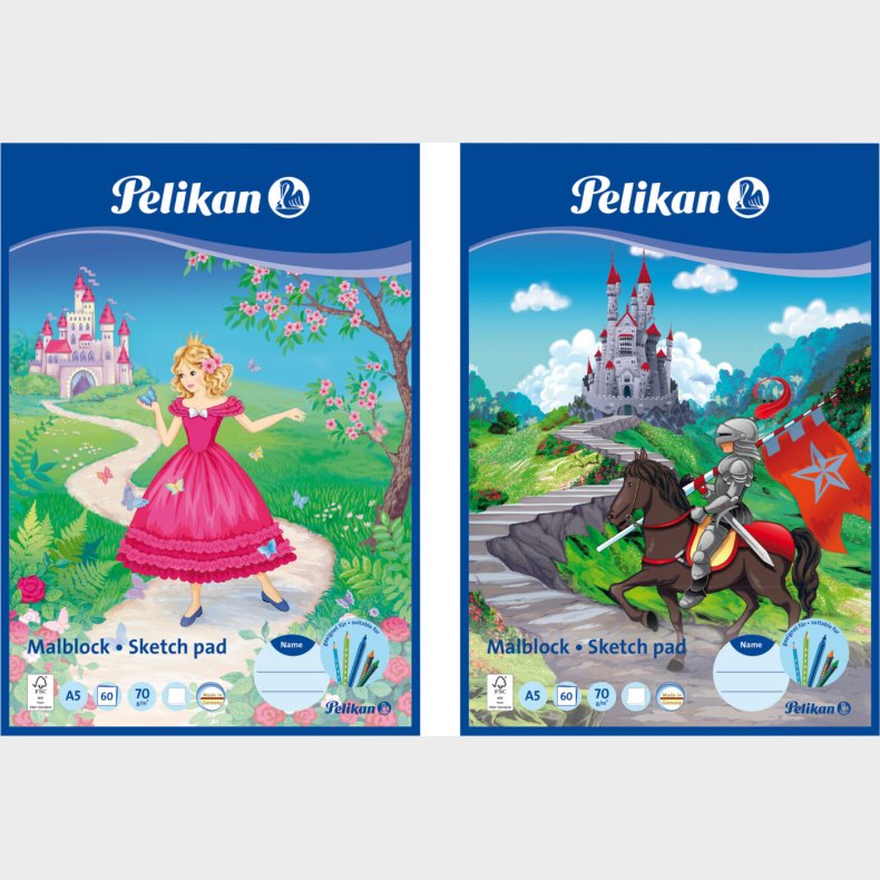 Pelikan - Male- Og Skitseblok - A5 - 60 Ark - Assorteret