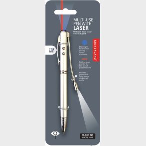 Kikkerland - 2-i-1 Laserpen Og Kuglepen - Sort Blk