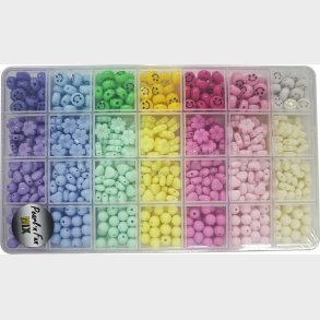 Perlemix Smiley/blomster/hjerter/rund, 8-11mm - Pearl N Fun