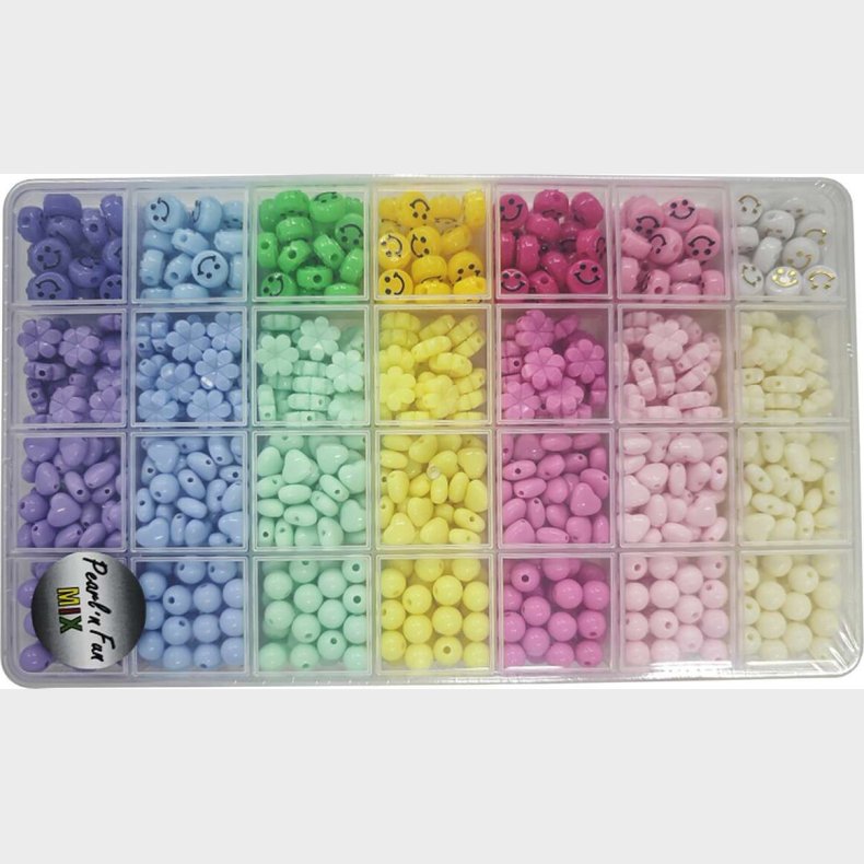 Perlemix Smiley/blomster/hjerter/rund, 8-11mm - Pearl N Fun
