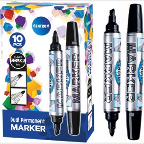 Permanent Marker Double End - Sort - Centrum