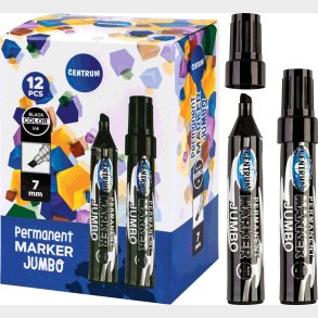 Permanent Marker Jumbo 7 Mm - Spids - Sort - Centrum