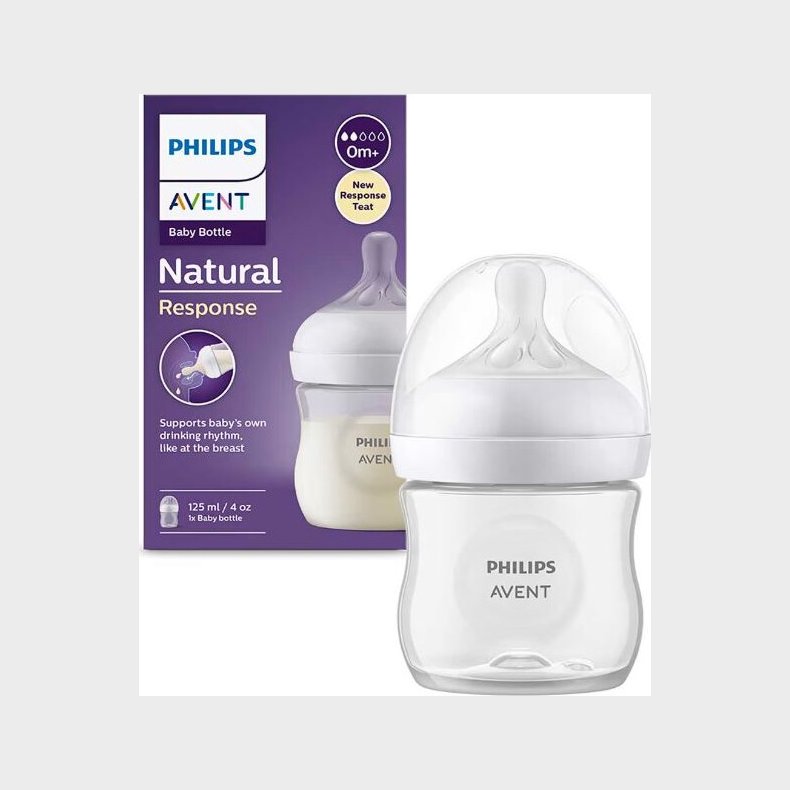 Philips Avent - Sutteflaske, 1 Flaske, 125 Ml, Sut Med Langsom, Gennemstrmning, 0-3 M
