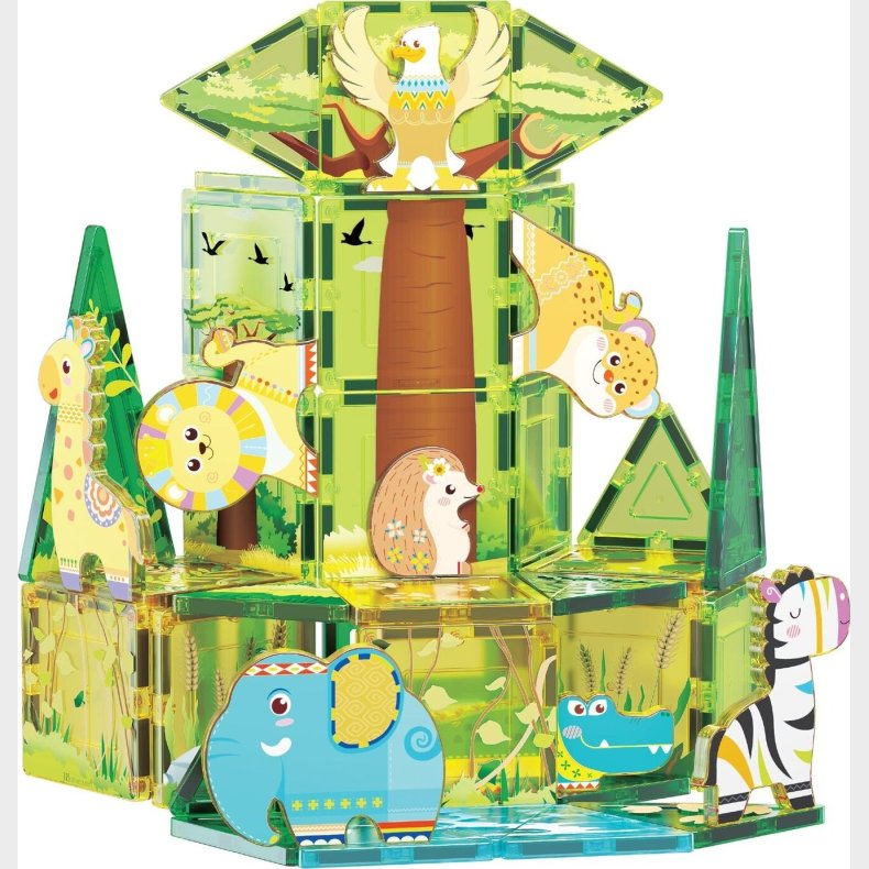 Picasso Tiles - Safari S�t Med 8 Dyr (46 Stk)