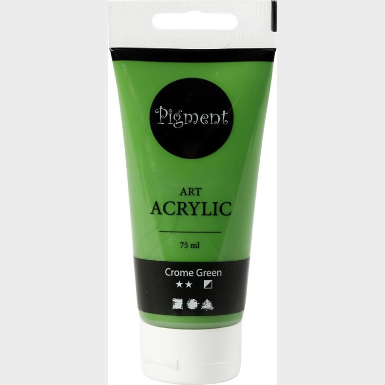 Akrylmaling - Vandbaseret - Halvblank - Halvdkkende - Krom Grn 75 Ml