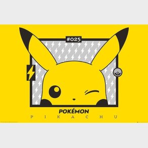 Pikachu Wink Poster - Yellow - 91.5x61 Cm