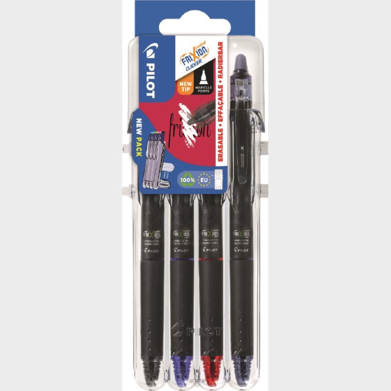 Pilot - Frixion Point Clicker Pens Set2go 0,5 Basic (4 Farver)