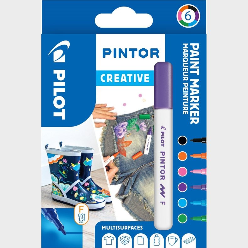 Pilot - Pintor Kreativ Marker �ske Med 6 Klassiske Farver (fin Spids)