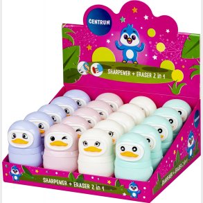 Pingvin Blyantspidser Med Viskelder - Centrum - Assorteret
