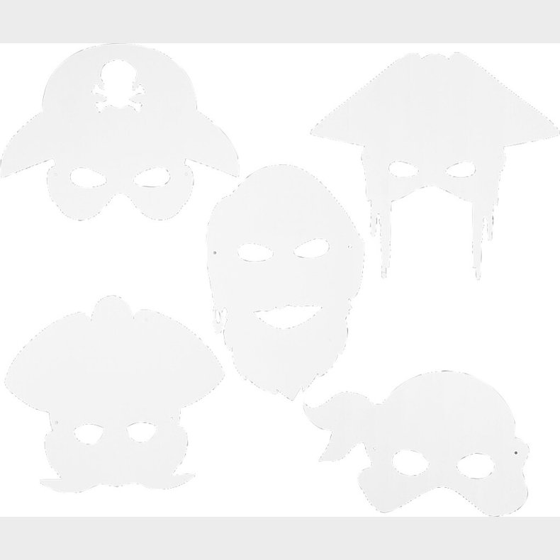 Piratmasker - H 16-26 Cm - B 17,5-26,5 Cm - 230 G - Hvid - 16 Stk.