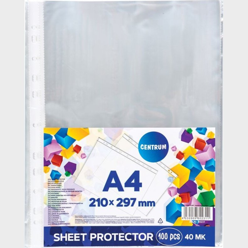 Plastlomme A4 - 40 Micron - 100 Stk - Centrum