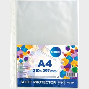 Plastlomme A4 - 40 Micron - 20 Stk - Centrum