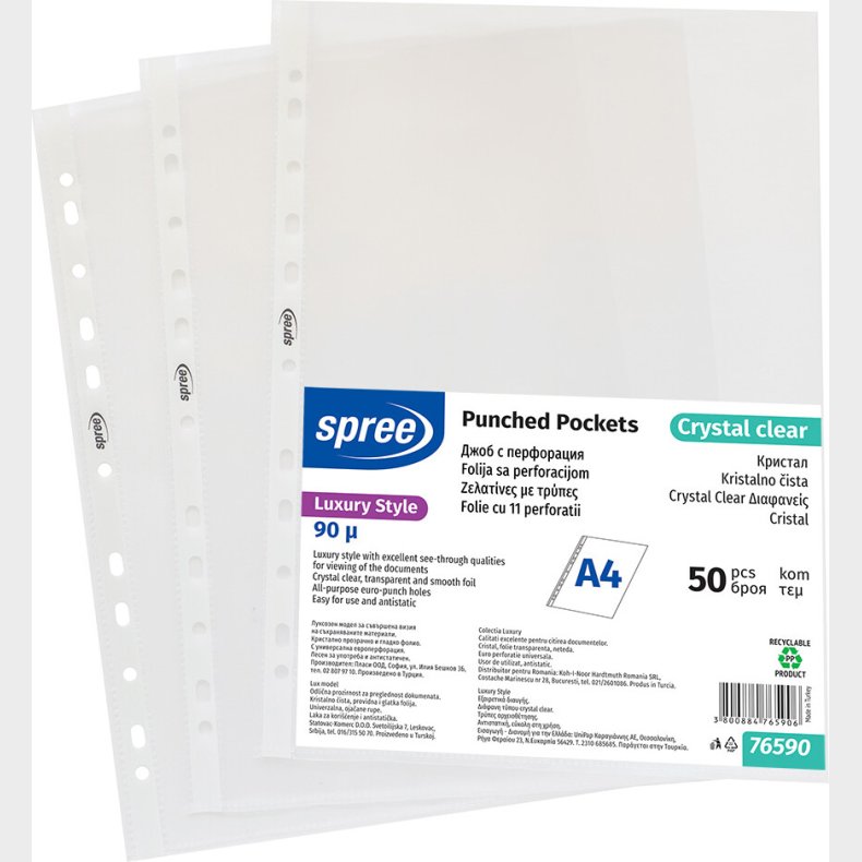 Plastlomme A4 - Glasklar 90 My 50 Stk - Spree