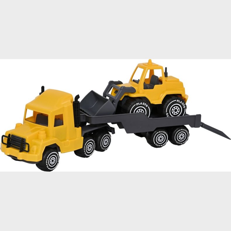 Plasto - Lastbil Med Lowboy Anhnger Og Frontlsser - 47 Cm