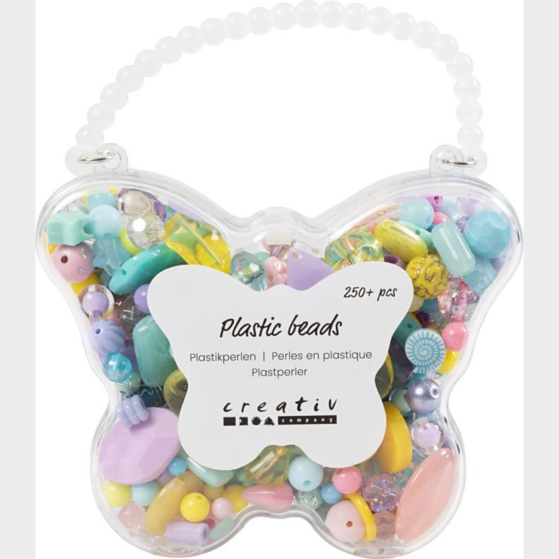 Plastperler -  5-35mm  - Hulstr. 1-8mm  - Assorterede Farver - 300 Ml - 193 G
