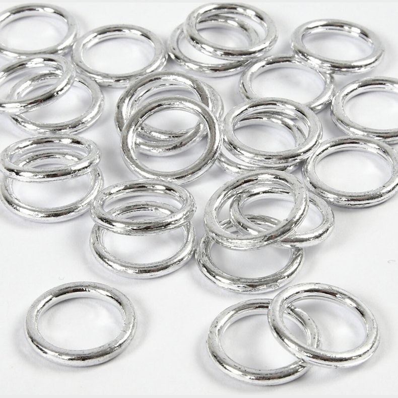 Plastikringe - Slv -  15 Mm - Tykkelse 2 Mm - 25 Stk