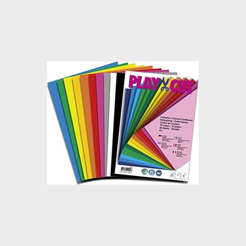 Playcut Karton A3 220 G - 50 Ark Assorterede