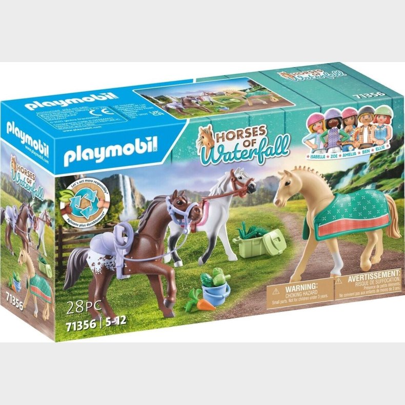 Playmobil Horses Of Waterfall - 3 Heste Med Sadler - 71356