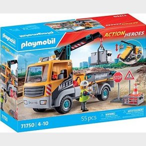 Playmobil Action Heroes - Byggelastbil Med Kran - 71750