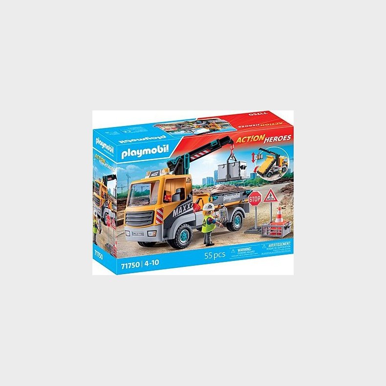 Playmobil Action Heroes - Byggelastbil Med Kran - 71750
