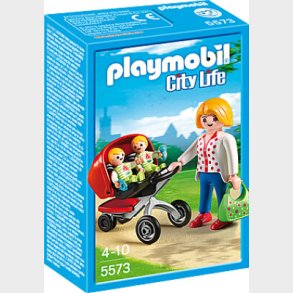 Playmobil City Life - Mor Med Barnevogn Til Tvillinger - 5573