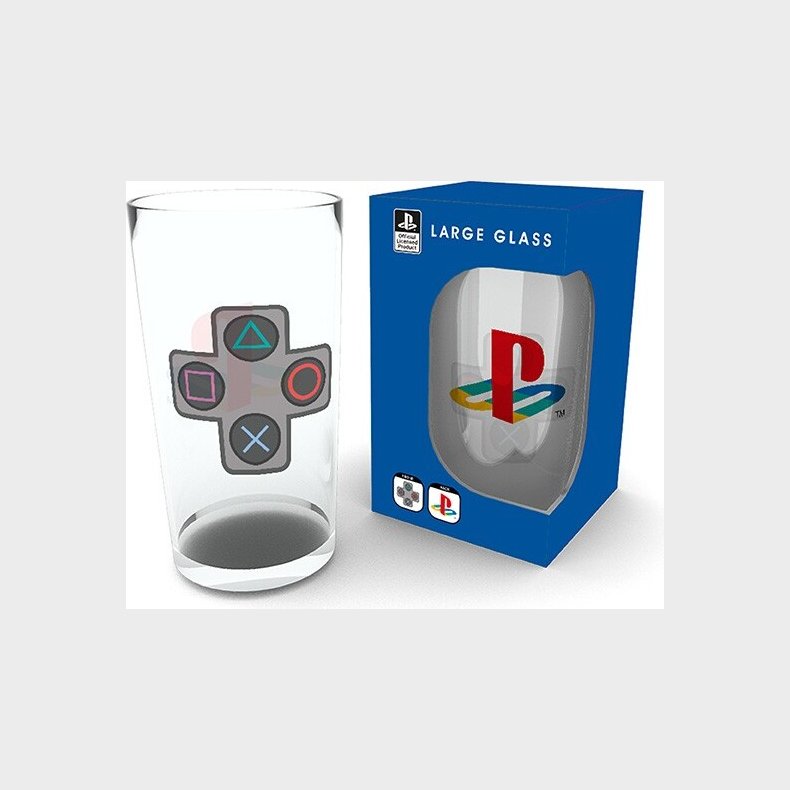 Playstation - Large Glass - 400ml - Buttons - Box