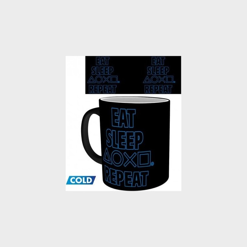 Playstation - Mug Heat Change - 320 Ml - Eat Sleep Repeat