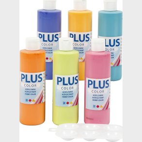 Plus Color Hobbymaling S�t - Akrylfarver - 6x250 Ml