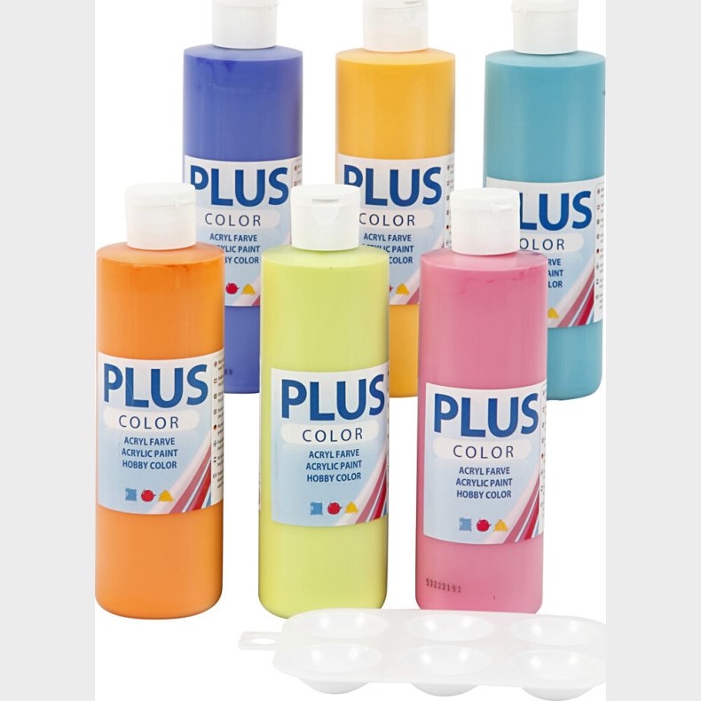 Plus Color Hobbymaling S�t - Akrylfarver - 6x250 Ml