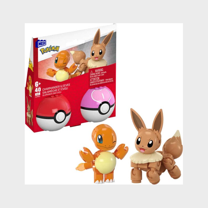 Mega Pok�mon - Charmander & Evee Pok�ball Bygges�t - 2-pak