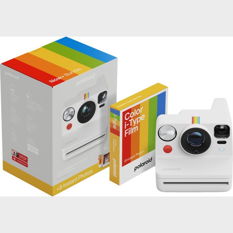 Polaroid - Now+ Gen 3 Hvid - Bundle Med Farve Film (8 Photos)