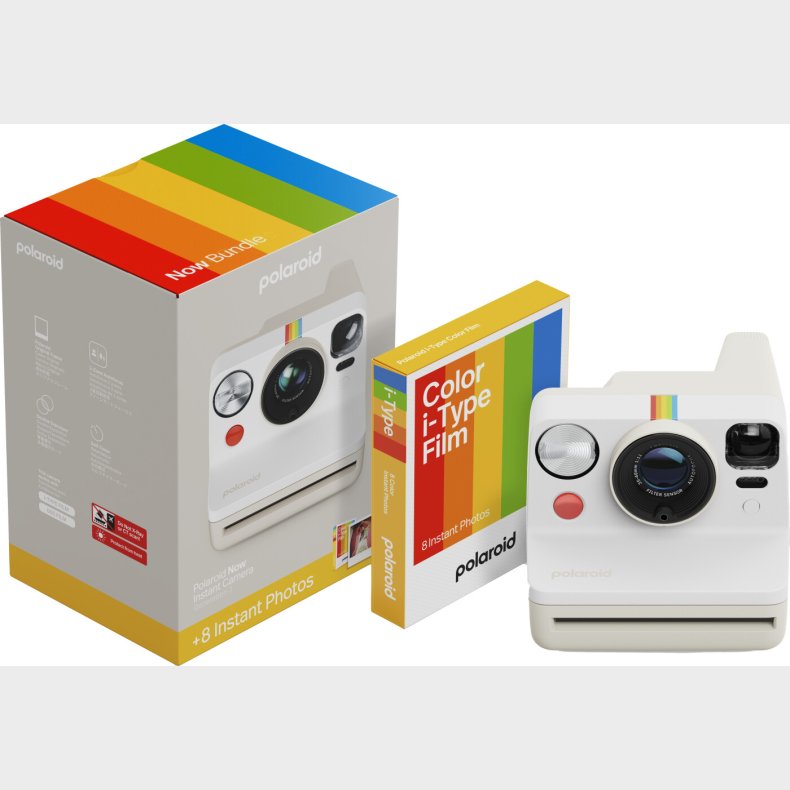 Polaroid - Now Gen 3 Pebble White - Bundle With Color Film (8 Photos)