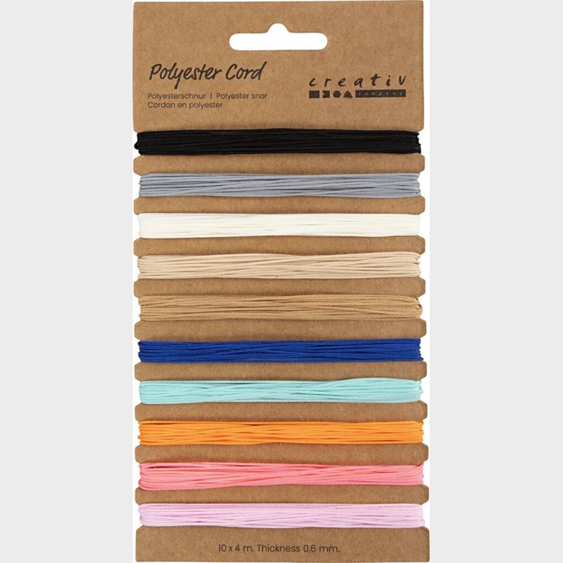 Polyester Snor - 0,6 Mm - Forskellige Farver - 10x4m