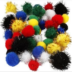 Pomponer -  15+20 Mm - Assorterede Farver - 48 Assorterede