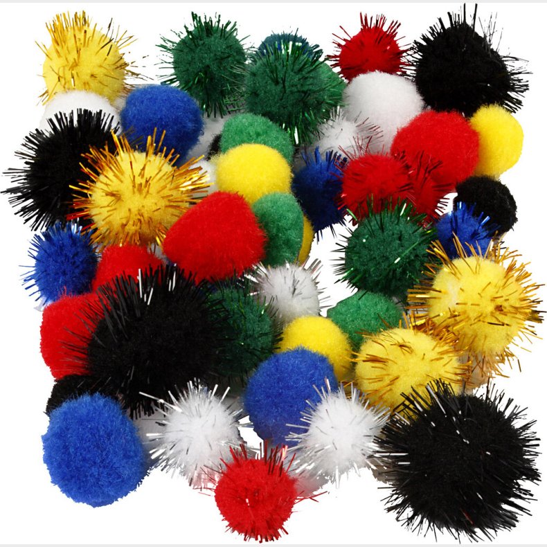 Pomponer - � 15+20 Mm - Assorterede Farver - 48 Assorterede