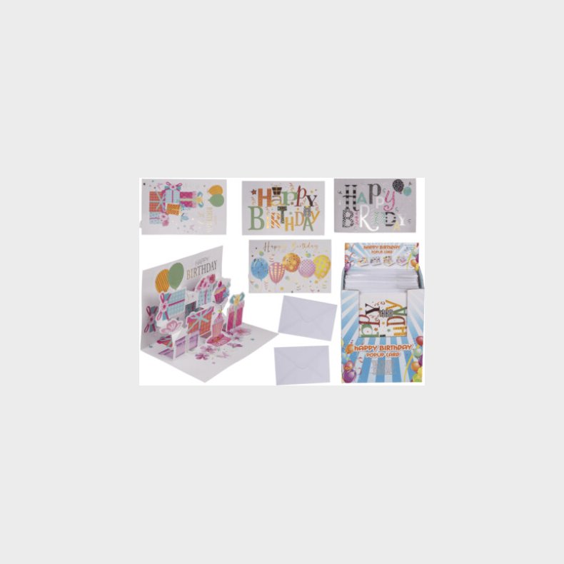 Pop Up Kort Med Konvolut Happy Birthday - Out Of The Blue