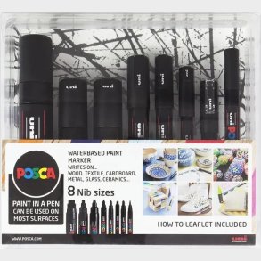 Posca Tusser S�t - Paint Marker - Sort - 8 Stk