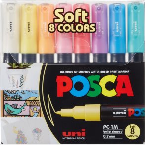 Uni Posca Tusser S�t - Soft - 0,7 Mm - 8 Farver