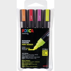 Uni Posca Tusser S�t - Neon - Medium 1,8-2,5 Mm - 4 Farver