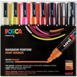 Posca Tusser S�t - Pc5m - Medium 1,8-2,5 Mm - Warm - 8 Stk