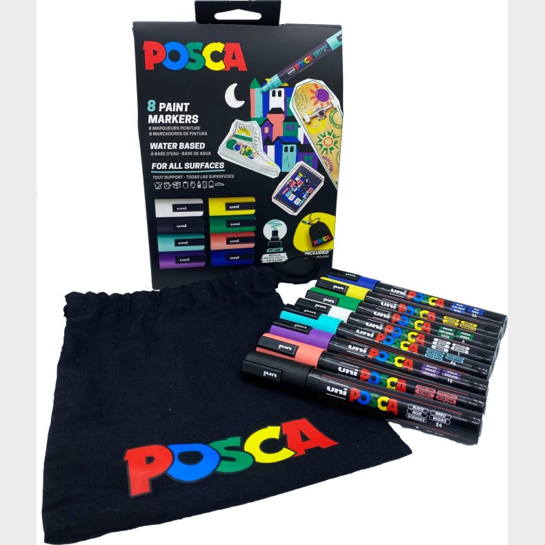 Posca - Vandbaserede Tusser Og Pose - Pc5m Markers - 8 Farver