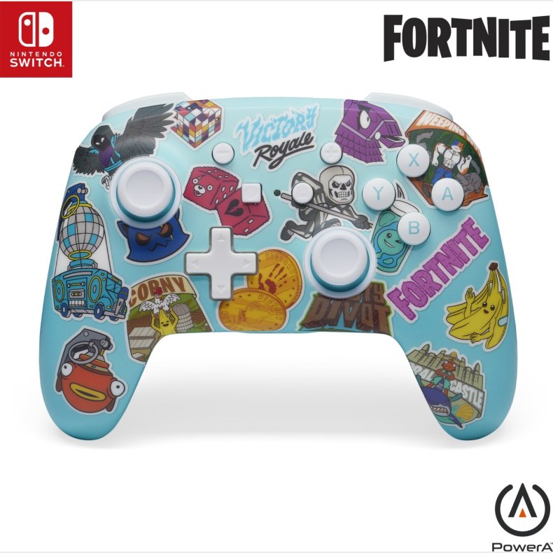 Powera Enhanced Wireless Controller For Nintendo Switch - Fortnite Sticker Mania